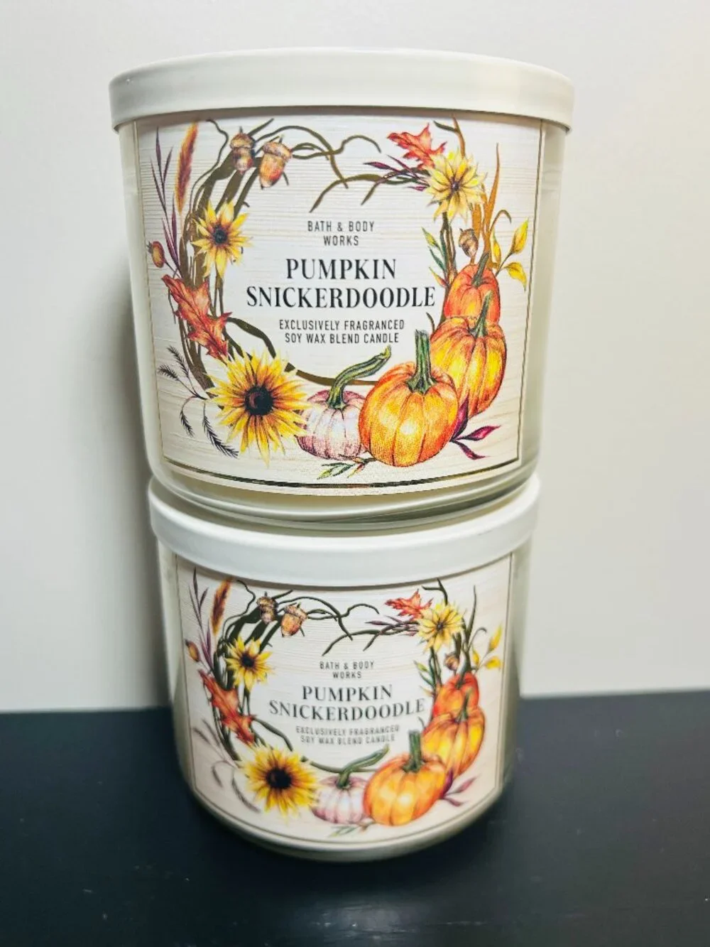 (2) Bath & Body Works Pumpkin Snickerdoodle 14.5 oz. 3-Wick Candles NEW